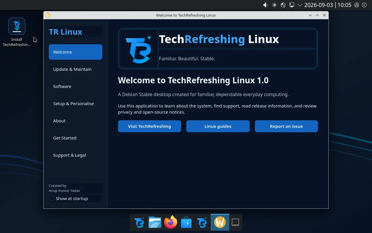 TechRefreshing Linux welcome application