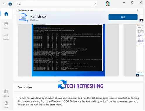 Windows Store Kali Linux