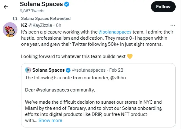 Solana Spaces Tweet