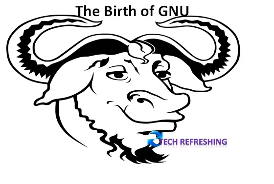 The Birth of GNU. Image Credit Wiki