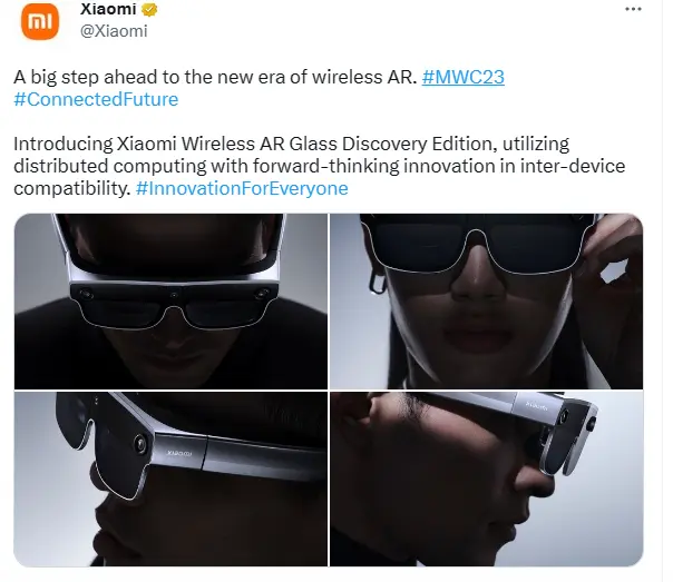 Xiaomi Tweet On Wireless AR Glass