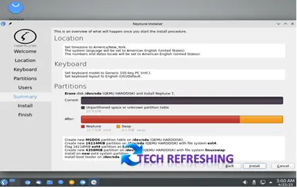 Click on Install to install Neptune OS