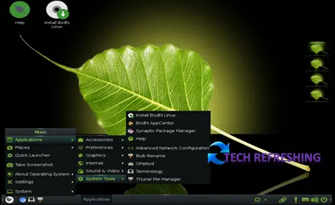 Bodhi Linux 7.0 menu