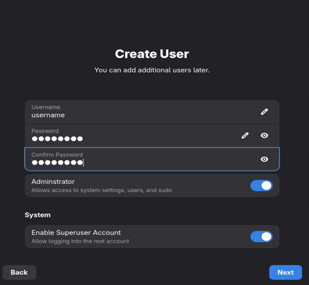 Create a user account with admin rights
