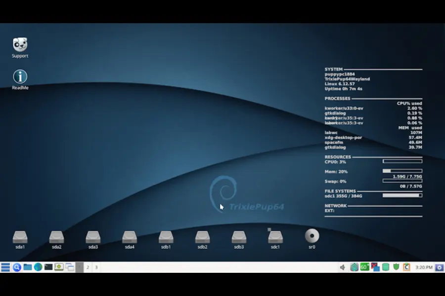 Puppy Linux (BookwormPup64 / TrixiePup) — Runs Straight From RAM