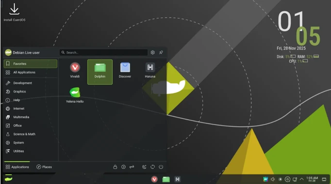 CuerdOS 2.0 Review: Ultimate Stability and Speed on Debian 13 3 CuerdOS 2.0 KDE Plasma Edition