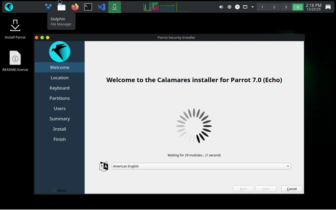 Parrot OS 7.0 Echo: Revolutionizing Security with KDE and Wayland 3 Parrot OS 7.0 Echo Installation