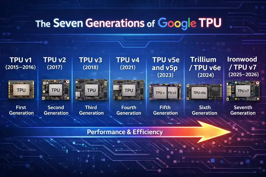 What Is a TPU? A Beginner's Guide to Google's AI Accelerator (2026 Edition) 3 The Seven Generations of Google TPU (2)