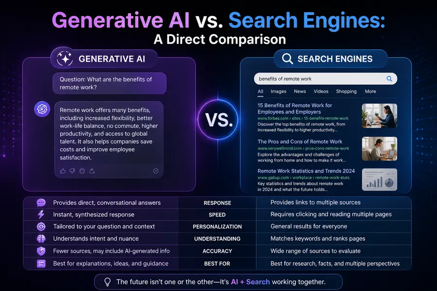 Generative AI vs. Search Engines: A Direct Comparison