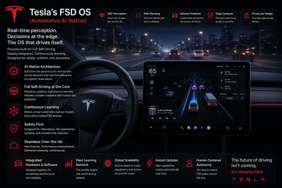 Tesla's FSD OS (Automotive AI-Native)