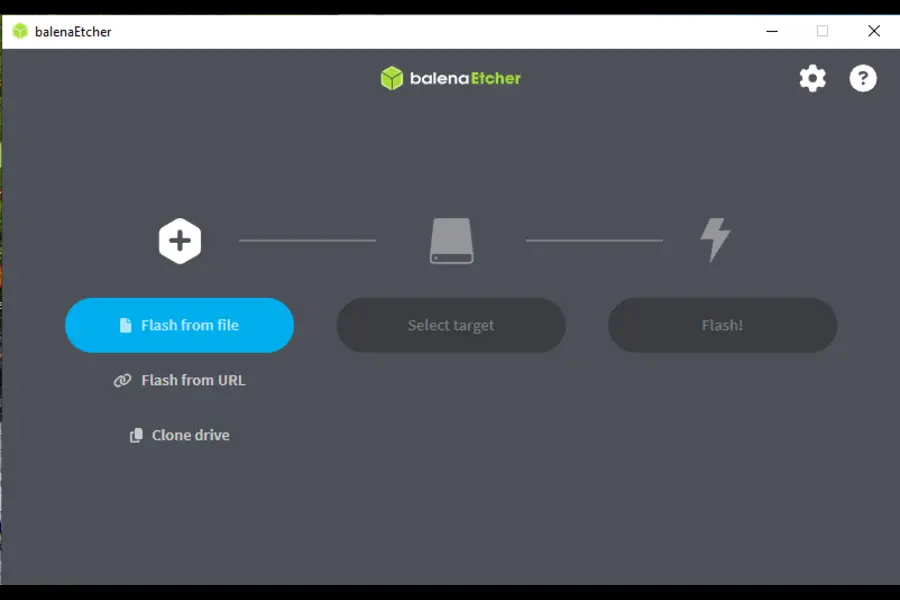 balenaEtcher tool to write disk