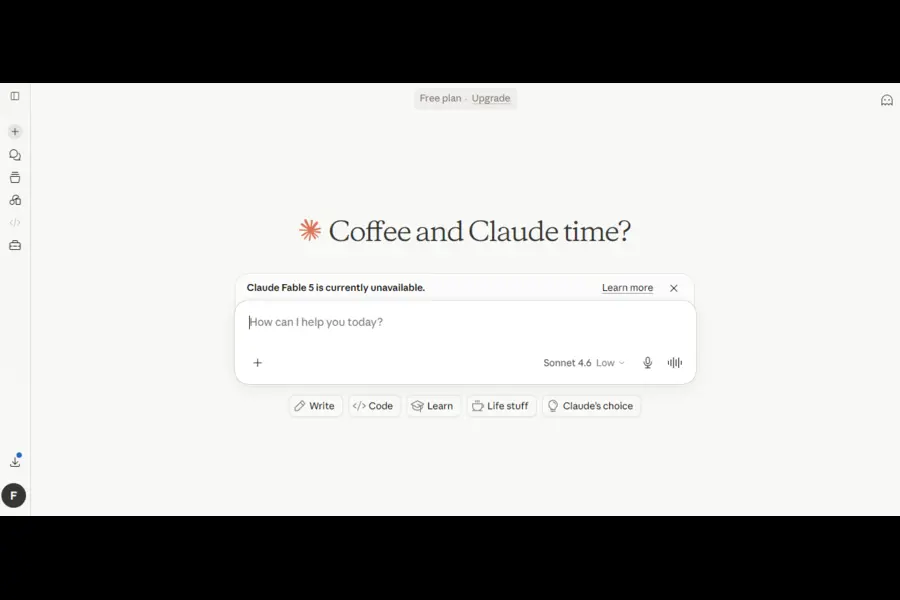 claude Fable 5 is currently unavailable
