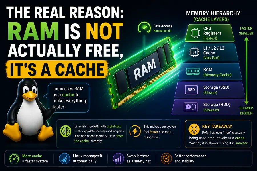 Why Linux Uses Swap Even with Plenty of RAM 3 The Real Reason: RAM Is Not Actually Free, It's a Cache