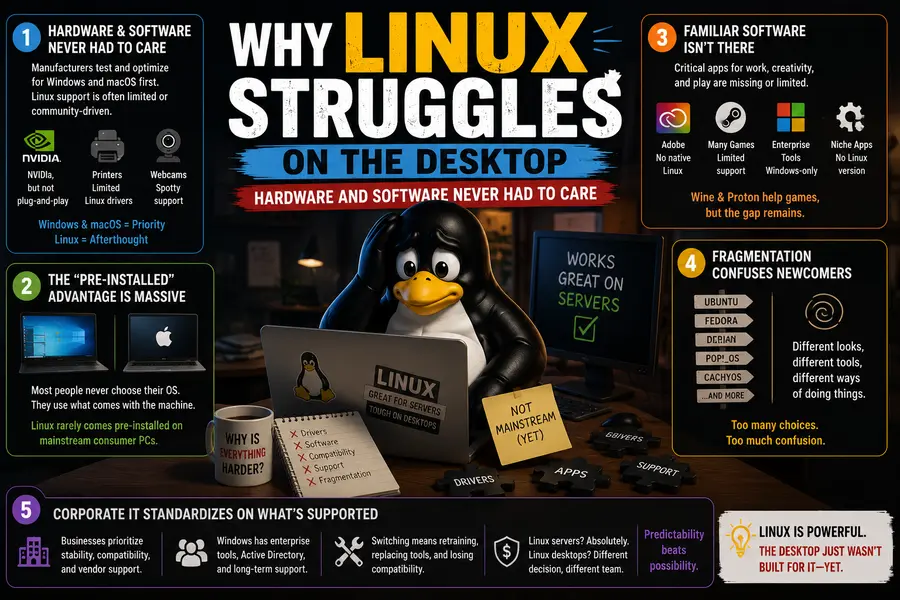Why Linux Struggles on the Desktop