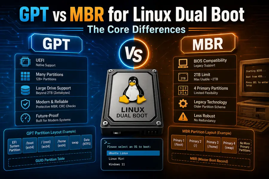 GPT vs MBR for Linux Dual Boot: The Core Differences