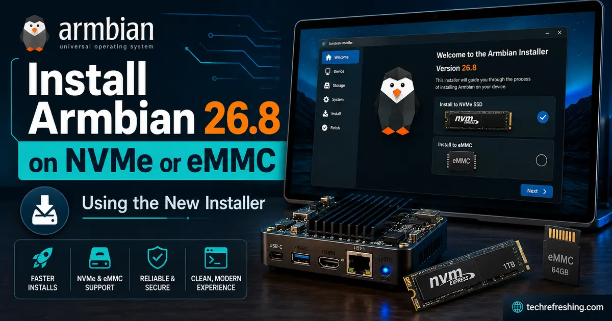 How to Install Armbian 26.8 on NVMe or eMMC Using the New Installer