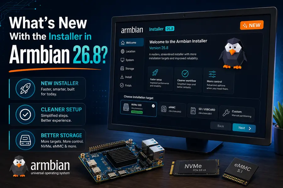 How to Install Armbian 26.8 on NVMe or eMMC Using the New Installer 2 What's New With the Installer in Armbian 26.8?